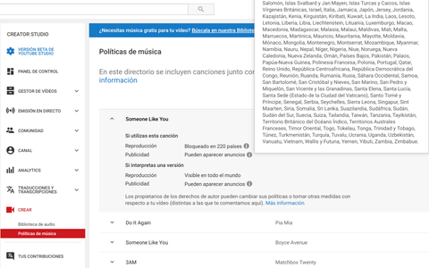 restricciones cancion youtube adele